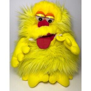 Vintage 1987 Yangjee Furbles Yellow Plush Monster Hand Puppet Stuffed Animal
